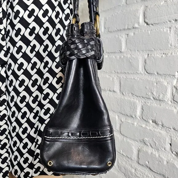 Coach Hamptons Leather Shoulder Bag Black Braided Strap Tassel Vintage - Picture 9 of 16